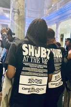 Load image into Gallery viewer, BW x SOUND ADVICE x OPP BLOCK RADIO &quot;SHUBZ AT THE V&amp;A&quot; Tee